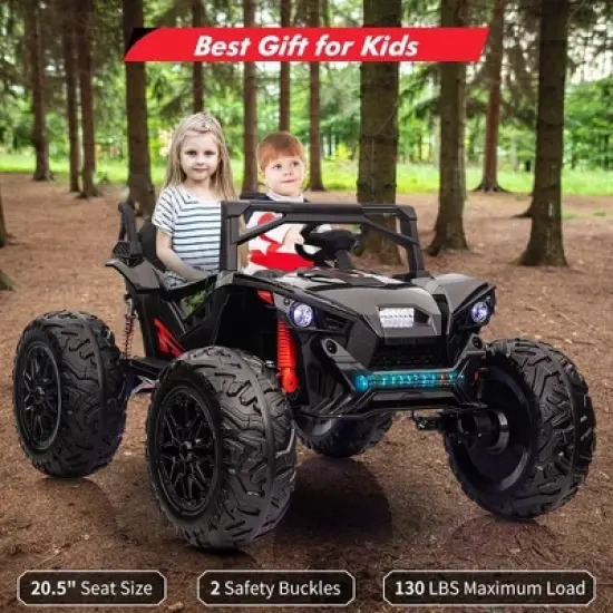 24V 2 Seaters Kids Ride on UTV with Remote Control, Extra Large EVA Wheels & Wide Seat for Big Kids, Full-Metal Suspension, Music, LED Lights image {3}
