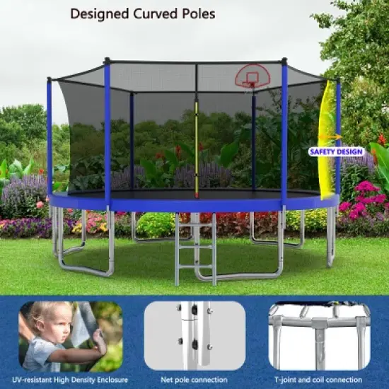BestParts 14FT Trampoline with Safety Enclosure, Basketball Hoop, Ladder image {5}