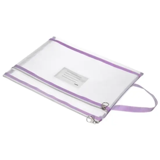 Unique Bargains Office Business A4 Nylon Document Pouch Mesh Zip Files Handle Bag with Name Tag image {8}