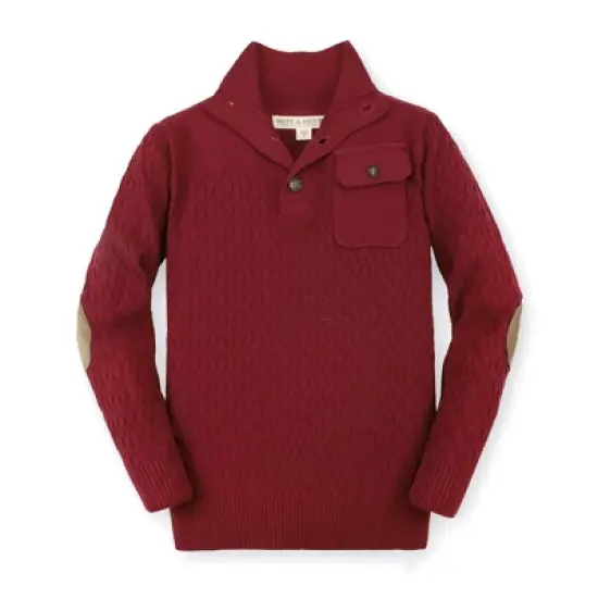Hope & Henry Boys' Long Sleeve Mock Neck Button Pullover Sweater, Infant image {5}