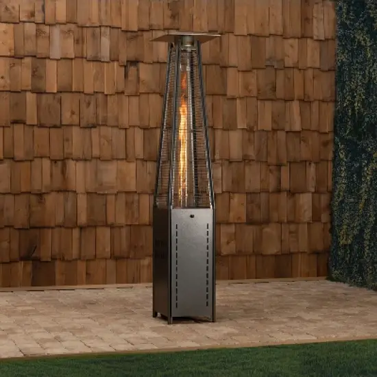 Fire Sense Pyramid Flame Patio Heater 40,000 BTU Outdoor Propane Heater Tower with Wheels - Hammered Platinum Finish image {8}