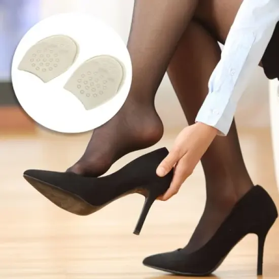 Unique Bargains Soft Round Head Shock-absorbing Forefoot Insole Pads Apricot 2 Pairs image {1}