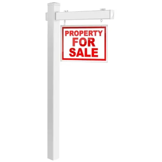 Costway 6' UPVC Real Estate Sign Post Open House Yard Home for Sale White W/Stake image {9}