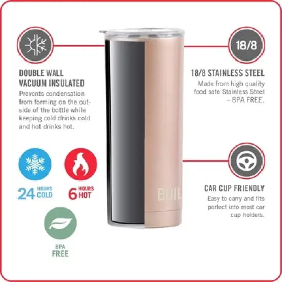 Built 20Oz Stainless Steel Tumbler with Tritan Lid, White image {4}