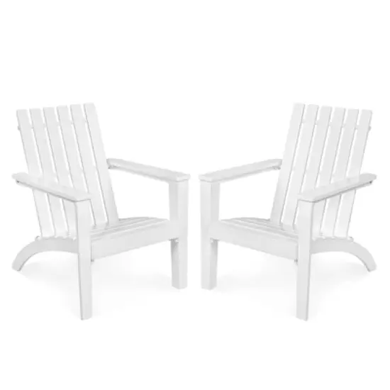 Tangkula 2PCS Wooden Adirondack Chair W/Ergonomic Design Outdoor Lounge Armchair Acacia Wood chair for Yard&Patio image {10}