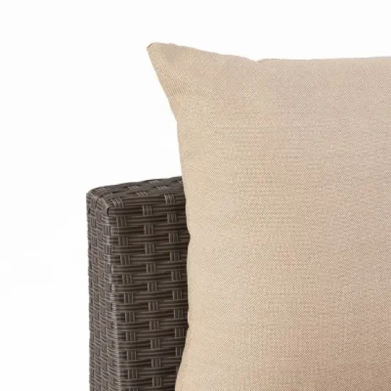 Christopher Knight Home 2pc Newton Wicker Outdoor Patio Curved Loveseat Sectional with Cushions Dark Brown/Beige image {8}