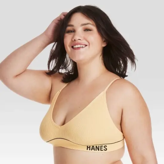 Hanes Originals Women's Ribbed Seamless Triangle Bra MHB005 - Gold image {1}