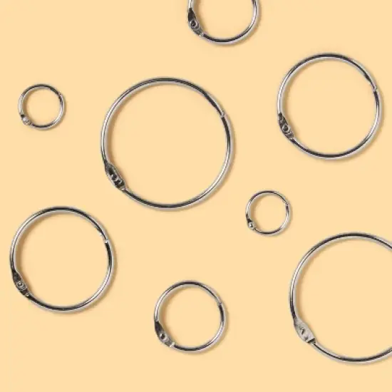 8ct Binder Rings - up&up&trade;: Metal Book Rings for Index Cards, Silver Clips and Fasteners, 2.25" Width, 4.16" Height image {1}