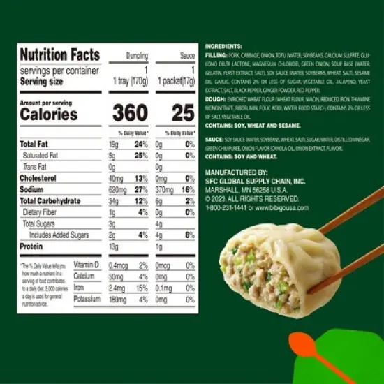 Bibigo Frozen Steamed Dumplings Pork & Vegetable - 6.6oz image {6}