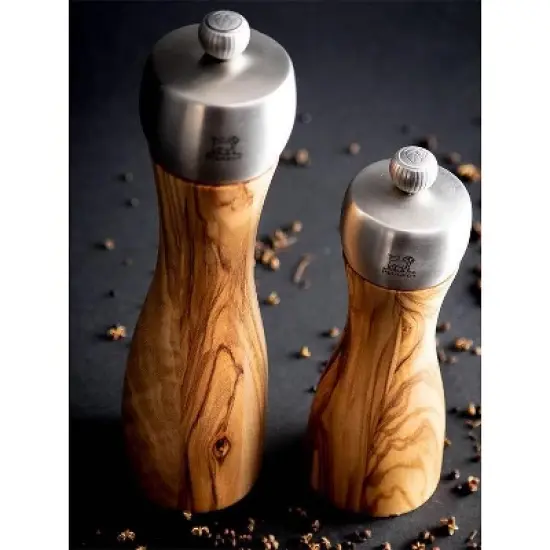 Peugeot | Fidji Salt Mill, Wood/Stainless, Olive Wood, 15 cm - 6 in image {2}