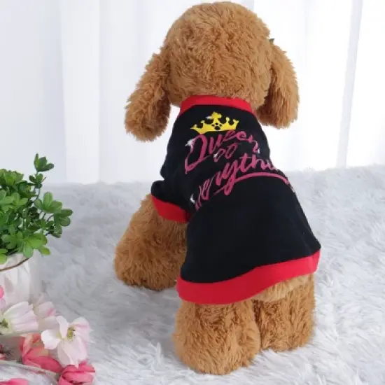 Unique Bargains Cotton Comfortable Puppy Dog Small Pet Sweatshirt Clothes Black&Red L image {1}