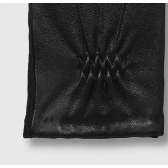 Isotoner Adult Gathered Wrist Leather Gloves image {1}