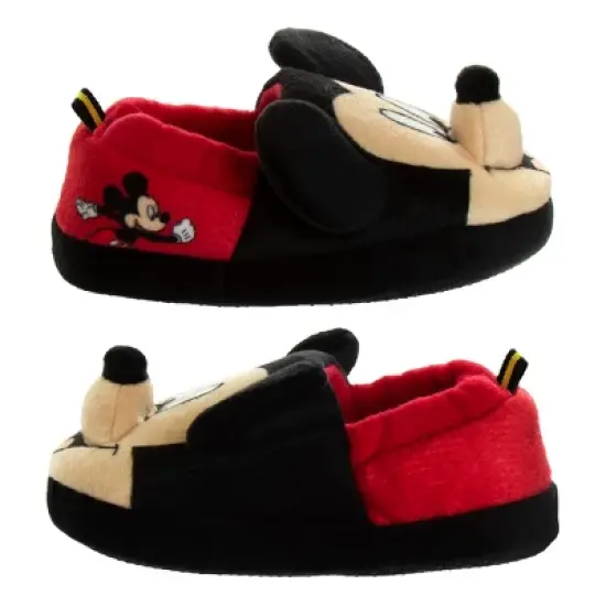 Disney Mickey Mouse Slippers - Kids Cozy Plush Fuzzy Lightweight Warm Comfort Soft House Shoes - Mickey 3D (size 5-12 Toddler - Little Kid) image {3}