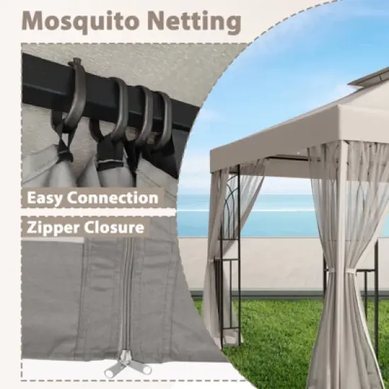 EAGLE PEAK 10'x10'Double Roof Outdoor Patio Gazebo with Mesh Netting image {2}