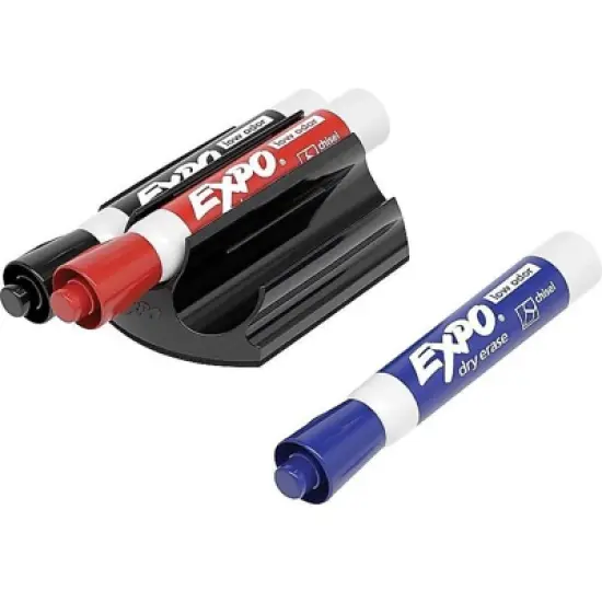 EXPO Magnetic Clip Eraser w/3 Markers Chisel Black/Blue/Red 1 Set 81503 image {7}