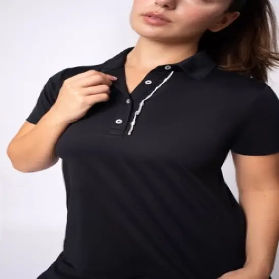 90 Degree By Reflex Womens Pique Tee Time Polo Top with Ruched Detail image {1}