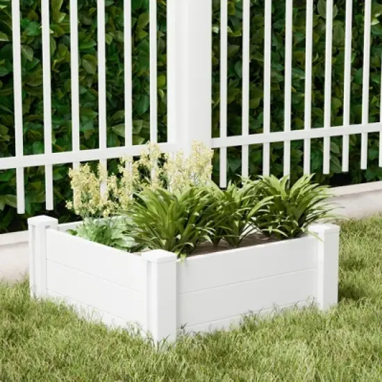 Lirago 28" x 28 x13" White PVC Modular Garden Fence Panel Durable Easy to Install Soil Improvement Solution image {9}