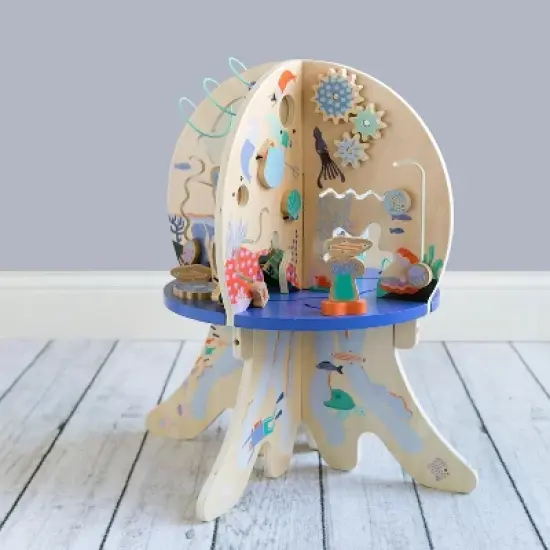 Manhattan Toy Deep Sea Adventure Wooden Toddler Activity Center with Clacking Clams, Spinning Gears, Gliders and Bead Runs image {7}