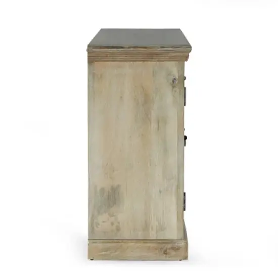 Horeb Boho Handcrafted Mango Wood 3 Drawer Sideboard Antique White - Christopher Knight Home image {5}
