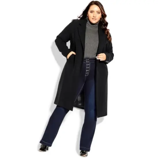 Women's Plus Size Effortless Chic Coat - black | CITY CHIC image {2}
