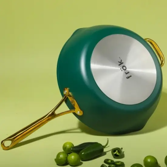 Frok 13" Frying Pan Wok Skillet Quick Heat Aluminum - Ceramic Nonstick Cookware W/ Lid image {10}