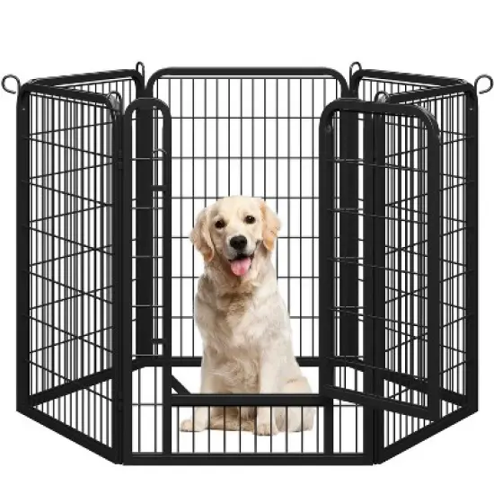 Yaheetech 6 Panels Dog Playpen Panels Metal Dog Cat Exercise Barrier, Black image {7}