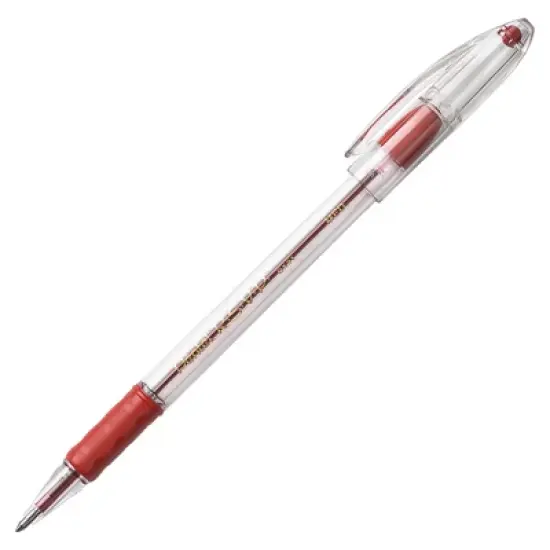 Pentel R.S.V.P. Refillable Ballpoint Pen, 1 mm Medium Tip, Red Ink, Clear Barrel, Pack of 12 image {1}