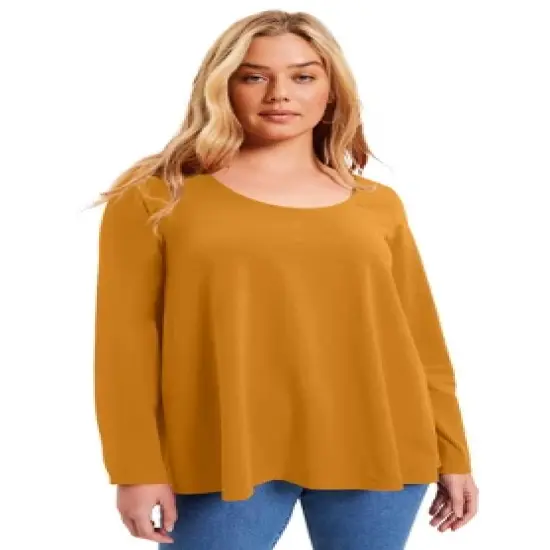 June + Vie by Roaman's Women&rsquo;s Plus Size Long-Sleeve Swing One + Only Tee image {15}