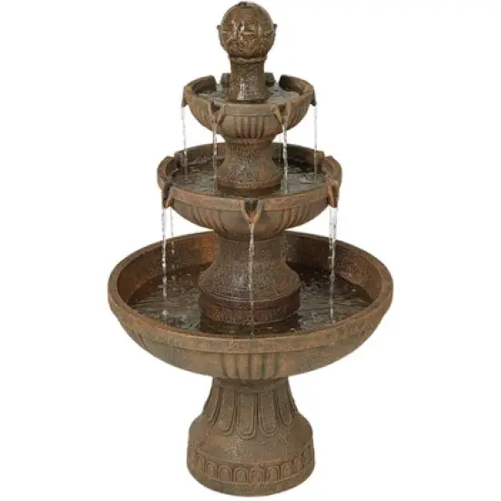 John Timberland Ravenna Rustic 3 Tier Weathered Stone Cascading Outdoor Floor Water Fountain 43" for Yard Garden Patio Home Deck Porch House Exterior image {5}