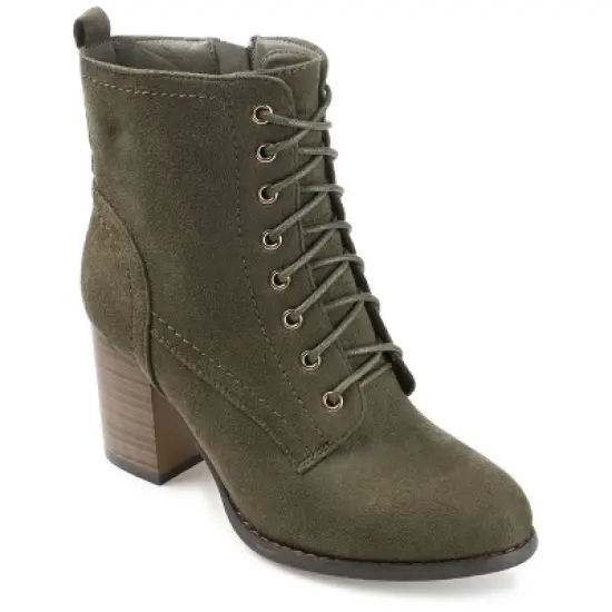 Journee Collection Womens Baylor Lace Up Stacked Heel Booties image {14}