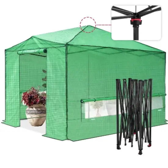 EAGLE PEAK 12'x8' Portable Large Walk-in Greenhouse, Roll-Up Zipper Entry Doors and Side Windows image {10}
