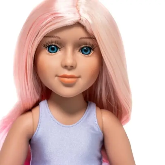 I'M A GIRLY Mia 18" Fashion Doll with Cotton Candy Pink Interchangeable Wig to Style image {6}