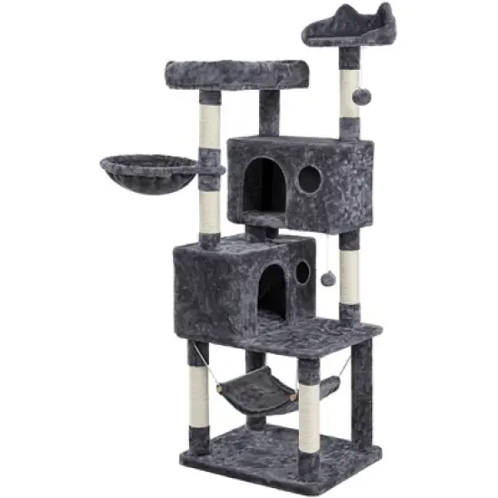 Yaheetech 64"H 4-level Plush Cat Tree Tower with Condos Platform image {7}