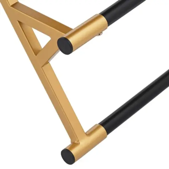 55 Downing Street Metal Bar Stool Gold 25" High Mid Century Modern Black Faux Leather Cushion with Footrest for Kitchen Counter Height Island Home image {4}