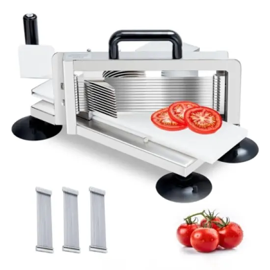 1/4"+3/8"+3/16" Stainless Steel Tomato Slicer | Heavy-Duty Commercial Manual Cutter with Non-Slip Feet | Ideal for Tomatoes image {6}