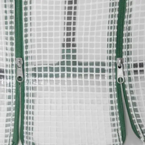 Outsunny Portable Mini Greenhouse with Large Zipper Doors, Outdoor Garden with Water/UV PE Cover, 6' x 3' x 3', White image {5}