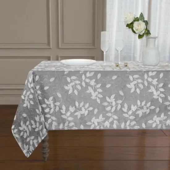 Kate Aurora Living Raised Jacquard Floral Leaves Spill Proof Fabric Tablecloth image {3}