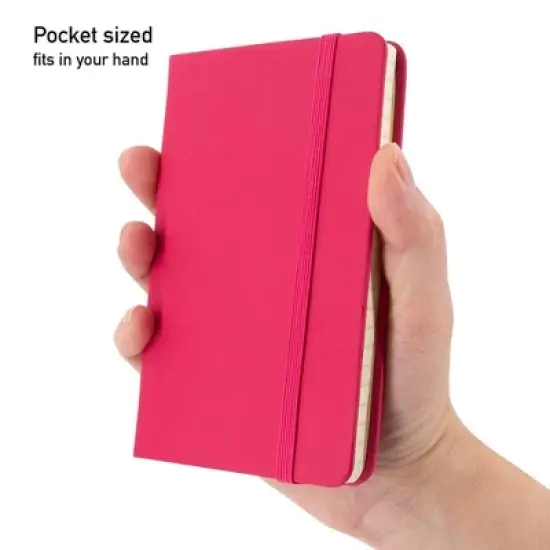 Simply Genius A6 Pocket Size Mini Notebooks with Hardcover - 124 pages (3.7" x 5.7") with Inner Pocket (Pink, 3 Pack) image {3}