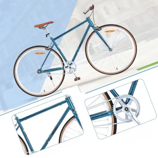 INFURNIC Bicycles, Hybrid Bicycle with Single Speed, Bicycles for Men Women Adults, Commuter Bike with Adjustable Seat, Blue, 64.97"*24.41"*38.52" image {2}