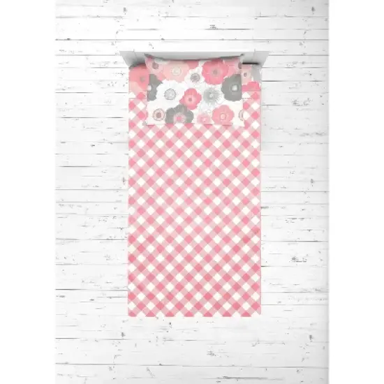 Bacati - Watercolor Floral Coral Gray 5 pc Toddler Bedding Set image {4}