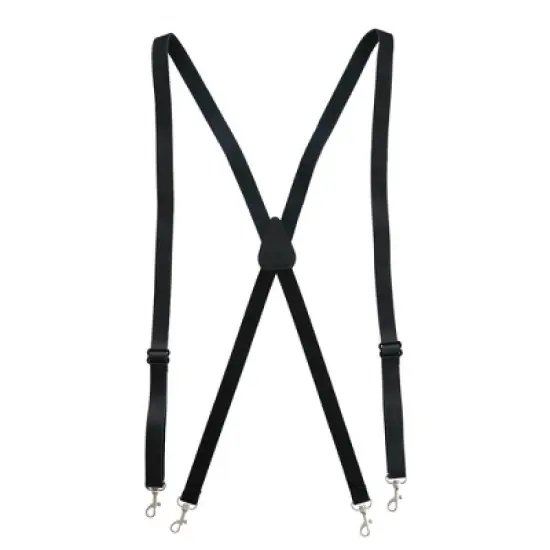 CTM Men's Smooth Coated Leather Slim Width Suspenders with Metal Swivel Hook Ends image {6}