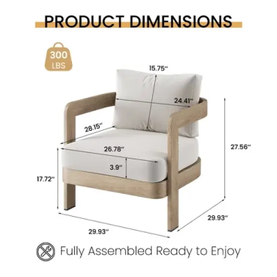 POVISON Minimalist Outdoor Lounge Chairs, Fully Assembled Aluminum Alloy Outdoor Chair, Weather Resistant Patio Lounge Chairs for Deck Porch Balcony image {7}