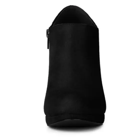 Allegra K Women's Platform Round Toe Chunky Heel Ankle Booties image {2}