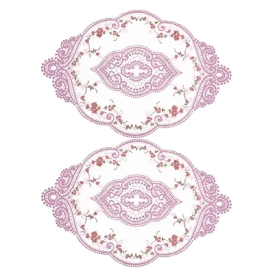 Unique Bargains Polyester Flexible Embroidery Vintage Pattern Washable Table Place Mats 2 Pcs image {20}