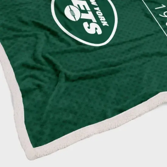 NFL New York Jets Legacy Script Sherpa Flannel Fleece Blanket image {2}