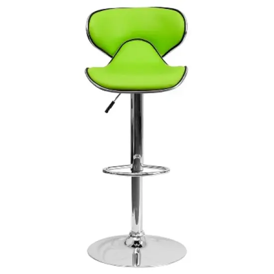 Flash Furniture Contemporary Cozy Mid-Back Vinyl Adjustable Height Barstool with Chrome Base image {4}