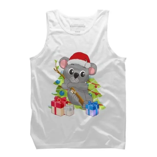 Men's Design By Humans Santa Climbing Koala Bear Christmas T-Shirt By thebeardstudio Tank Top image {6}