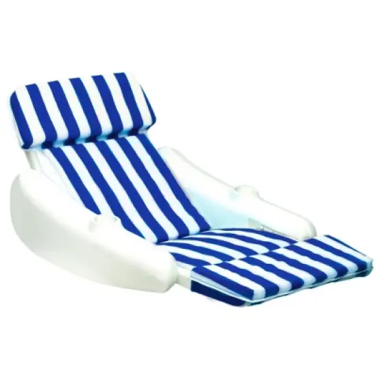 Swimline SunChaser Padded Floating Luxury Pool Lounger Sling Chair Float with Extra Thick Headrest and 2 Cup Holders, Blue/White Stripe image {6}