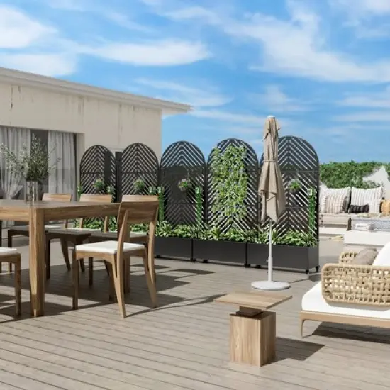 PexFix Arched Outdoor Metal Trellis with Planter Box image {3}