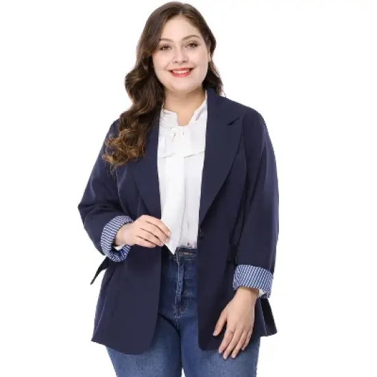 Agnes Orinda Women's Plus Size Work Fashion Notched Lapel Formal Blazer image {1}